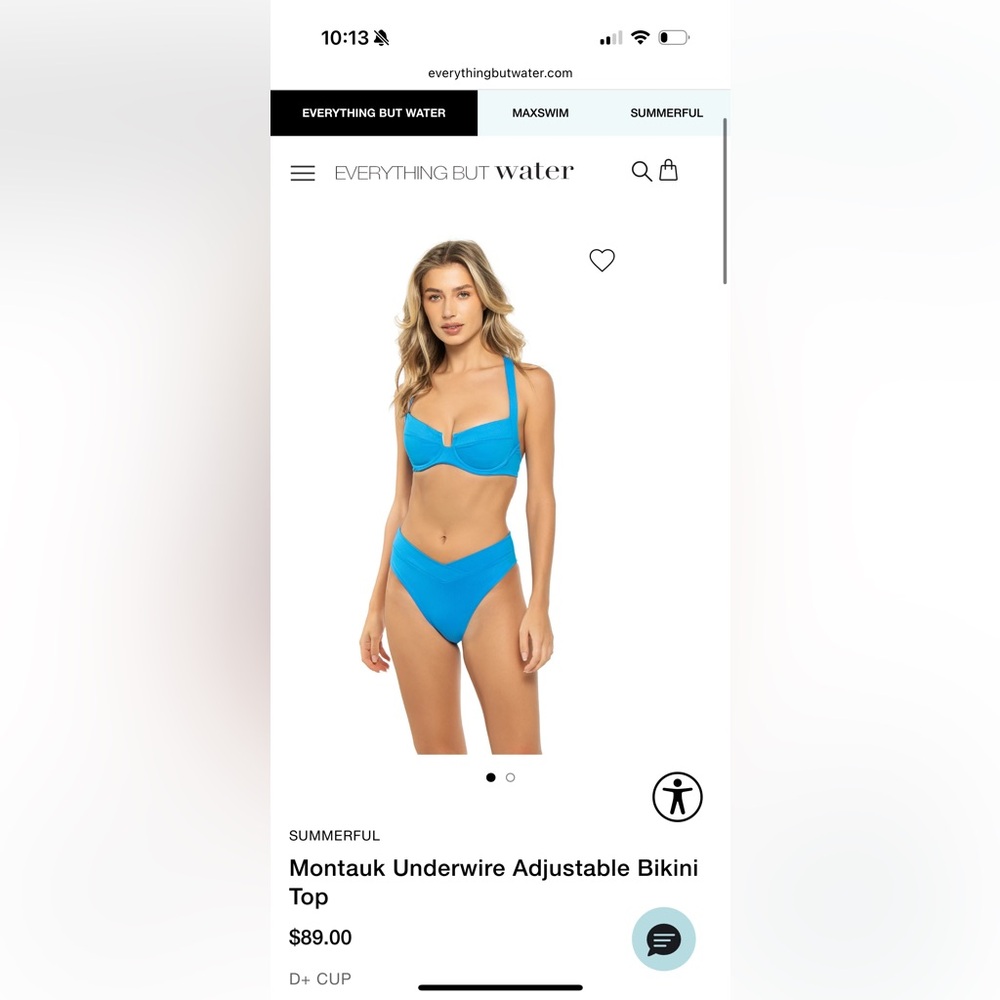 NWT : Summerful Montauk Underwire Adjustable Bikini Top